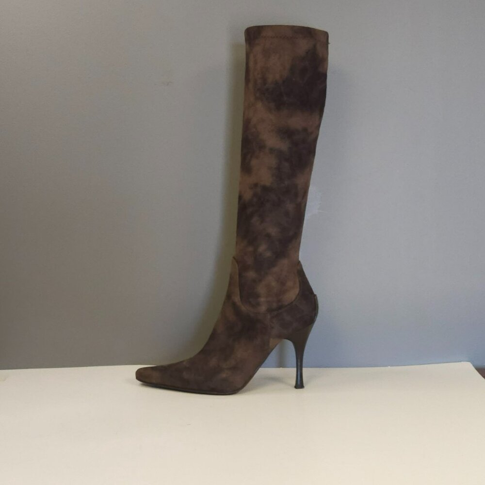 Donald J. Pliner Brown Suede Knee-High Stiletto Boots - Picture 2 of 4
